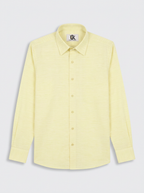 Men’s Lemon Yellow Textured Shirt, Regular Fit Formal Casual Full & Half Sleeve