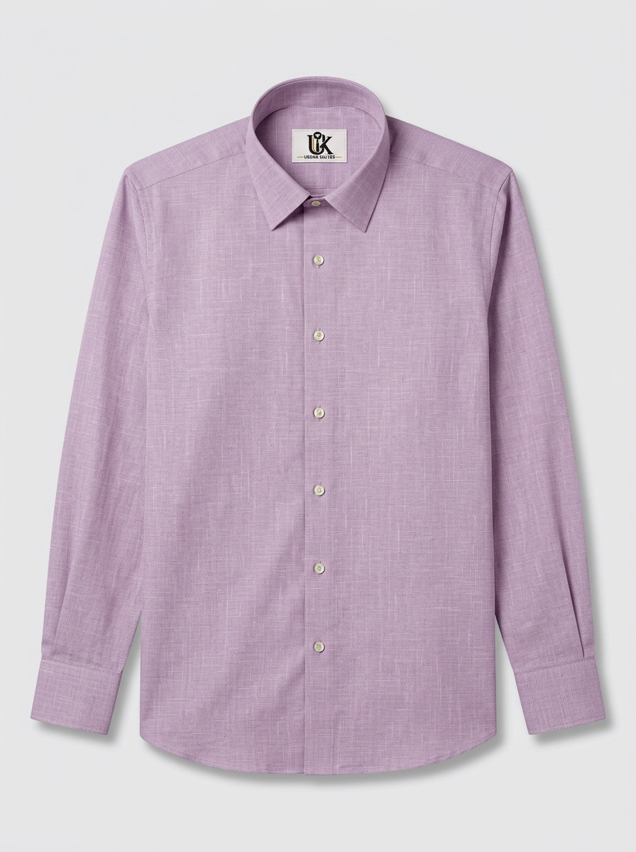 Men’s Lavender Lilac Textured Regular Fit Formal Casual Shirt, Full & Half Sleeve