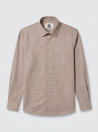 Men’s Light Taupe Beige Micro Check Regular Fit Formal Casual Shirt, Full & Half Sleeve