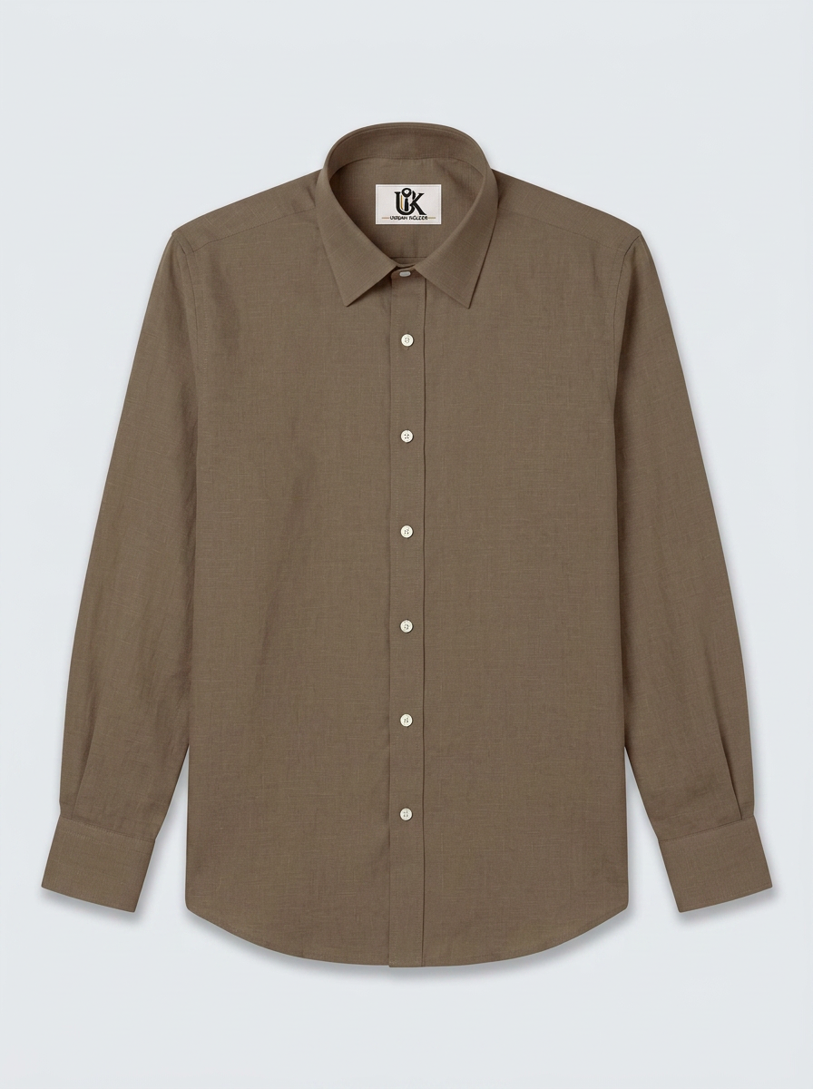 Men’s Walnut Brown Textured Regular Fit Formal Casual Shirt, Full & Half Sleeve
