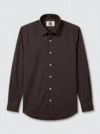 Men’s Dark Chocolate Brown Textured Regular Fit Formal Casual Shirt, Full & Half Sleeve