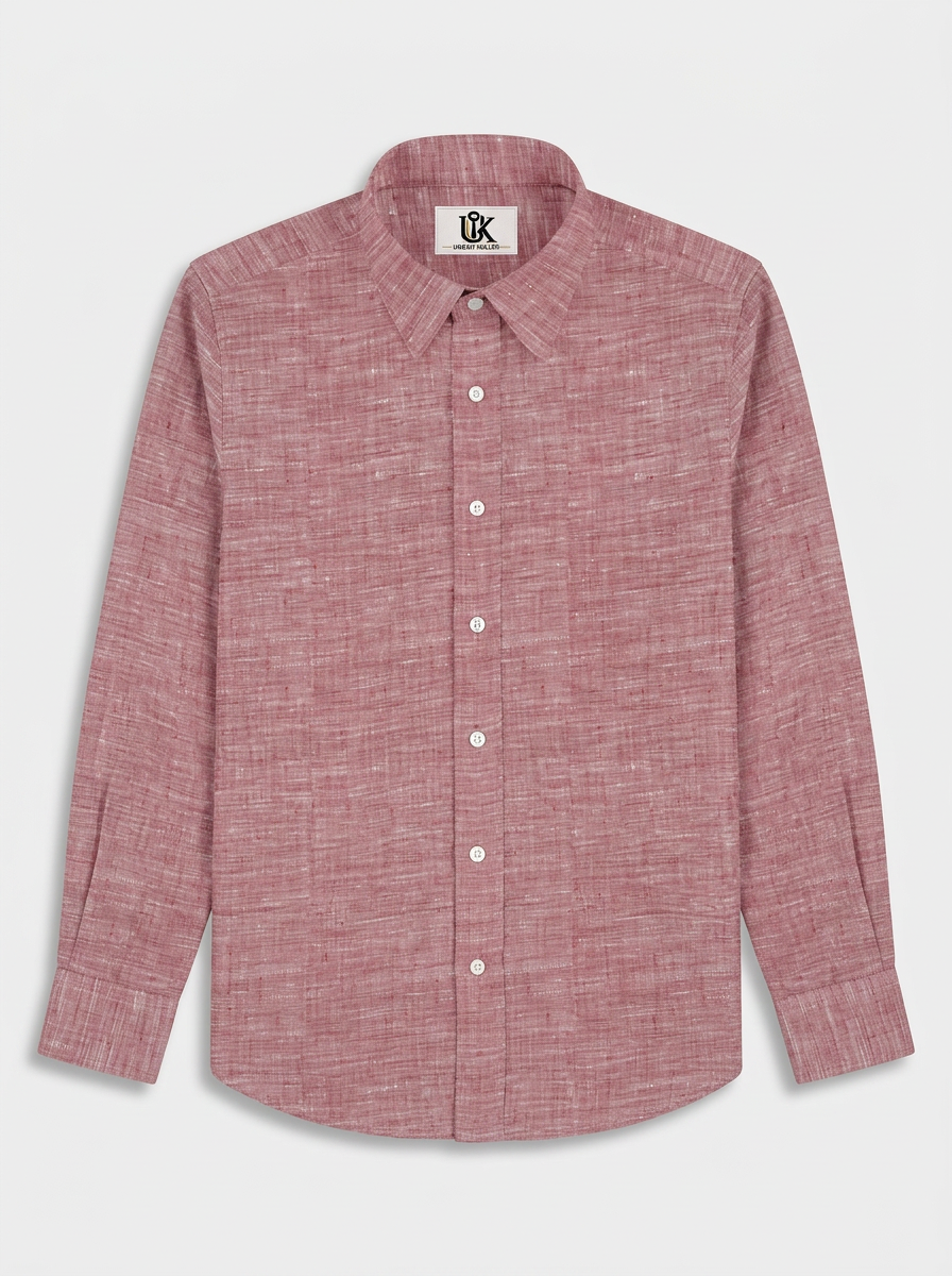Men’s Dusty Rose Pink Slub Textured Regular Fit Formal Casual Shirt