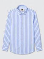 Men's Sky Blue & White Vertical Striped Regular Fit Formal Shirt | Full & Half Sleeve