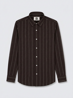 Men's Dark Brown Pinstripe Formal Shirt Regular Fit | Full & Half Sleeve