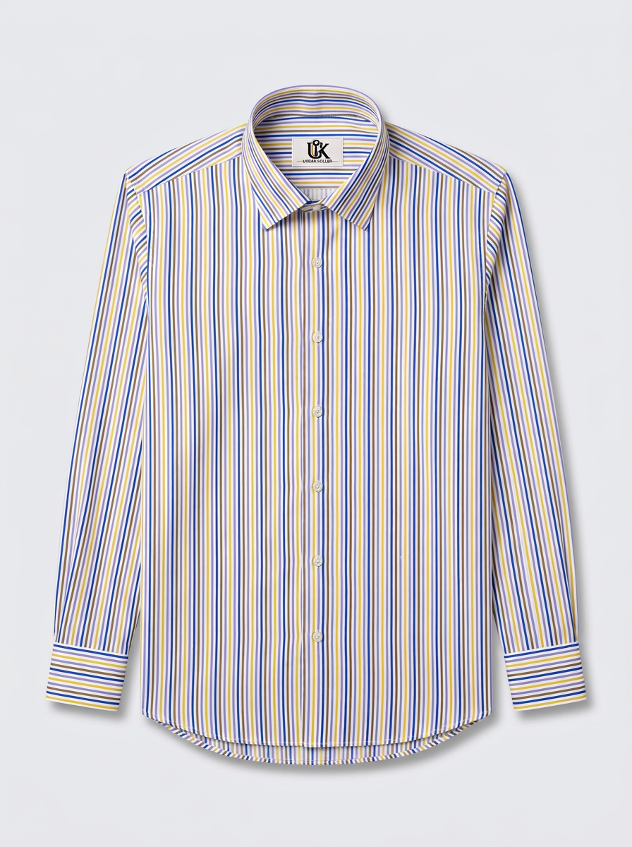 Men's Multicolor Fine Striped Regular Fit Formal Shirt | Full & Half Sleeve