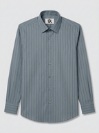 Men's Steel Blue Pinstripe Shirt Premium Regular Fit Formal Office Business Wear