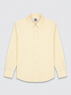 Men’s Butter Yellow & White Pinstripe Regular Fit Formal Shirt | Full & Half Sleeve