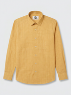 Men’s Mustard Yellow Micro Check Regular Fit Formal Casual Shirt, Full & Half Sleeve