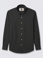 Men’s Black & Grey Pinstripe Regular Fit Formal Casual Shirt, Full & Half Sleeve