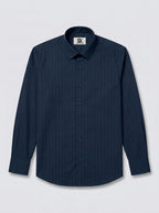 Men's Navy Blue Pinstripe Shirt Regular Fit Premium Formal Business Casual Wear