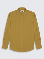 Men’s Antique Mustard Gold Textured Regular Fit Formal Casual Shirt, Full & Half Sleeve