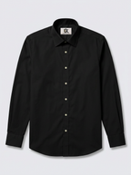 Men’s Jet Black Solid Regular Fit Formal Casual Shirt, Full & Half Sleeve