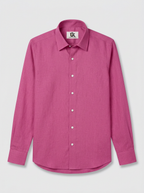 Men’s Fuchsia Pink Textured Regular Fit Formal Casual Shirt, Full & Half Sleeve