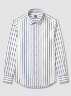 Men's White Navy Blue Stripe Shirt Regular Fit Premium Formal Casual Wear