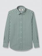 Men's White & Forest Green Striped Regular Fit Formal Shirt | Full & Half Sleeve