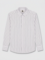 Men's White Black Pinstripe Regular Fit Formal Shirt | Full & Half Sleeve
