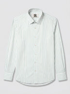 Men's White Green Pinstripe Regular Fit Formal Shirt | Full & Half Sleeve