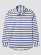 Men's Blue & White Horizontal Stripe Regular Fit Casual Shirt | Full & Half Sleeve