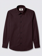 Men's Coffee Brown Pinstripe Formal Shirt Regular Fit | Full & Half Sleeve