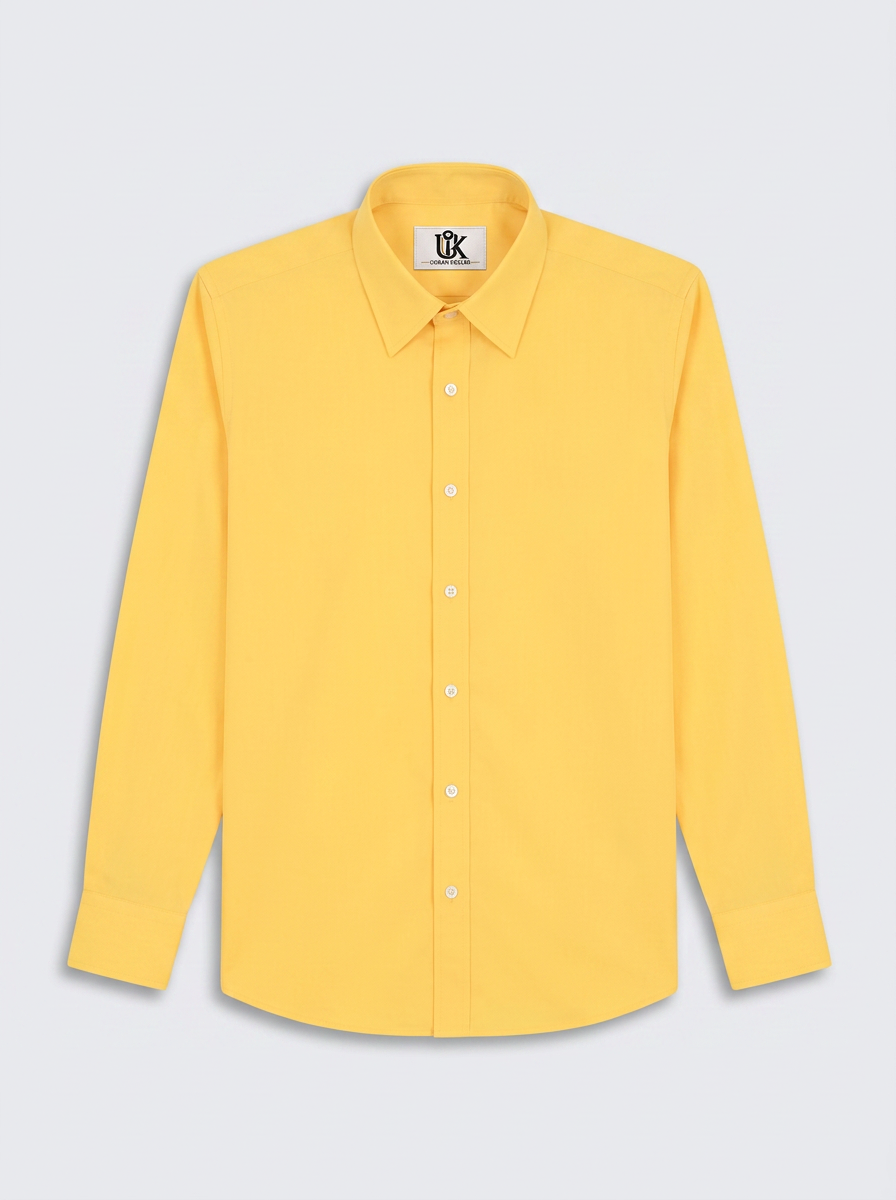 Men’s Golden Yellow Solid Regular Fit Formal Casual Shirt, Full & Half Sleeve