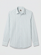 Men's White & Mint Green Striped Regular Fit Formal Shirt | Full & Half Sleeve