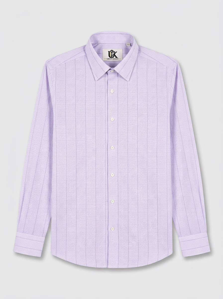 Men's Lavender Textured Formal Shirt Regular Fit | Full & Half Sleeve