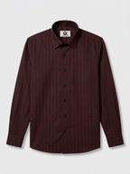 Men's Coffee Brown Pinstripe Formal Shirt Regular Fit | Full & Half Sleeve