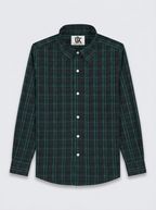 Men's Charcoal Grey & Emerald Green Checked Regular Fit Formal Shirt | Full & Half Sleeve