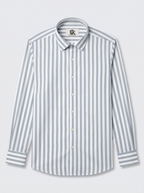 Men's White & Light Grey Striped Regular Fit Formal Shirt | Full & Half Sleeve