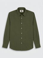Men’s Olive Green Solid Textured Shirt, Regular Fit Formal Casual Full Sleeve