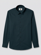 Men's Deep Teal Green Pinstripe Shirt Regular Fit Premium Formal Business Casual Wear