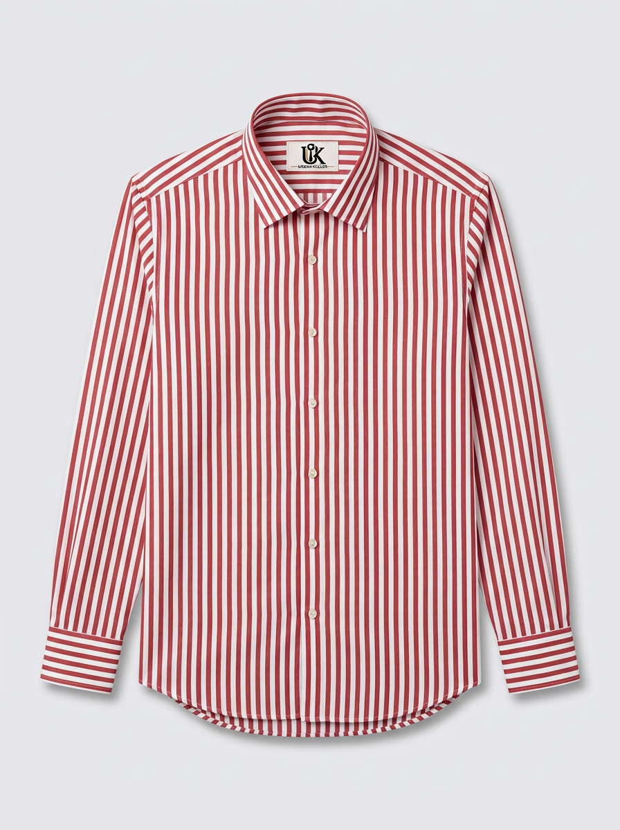 Men's White & Rose Pink Striped Regular Fit Formal Shirt | Full & Half Sleeve