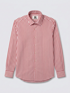 Men's White & Rose Pink Striped Regular Fit Formal Shirt | Full & Half Sleeve