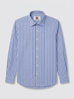 Men's White & Royal Blue Striped Regular Fit Formal Shirt | Full & Half Sleeve