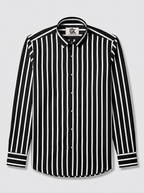 Men's Black & White Striped Regular Fit Formal Shirt | Full & Half Sleeve