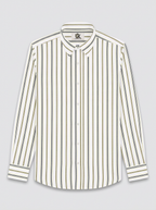 Men's White Gold & Black Stripe Regular Fit Formal Shirt | Full & Half Sleeve