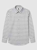Men's White & Grey Horizontal Striped Regular Fit Formal Shirt | Full & Half Sleeve