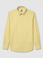 Men's Pastel Yellow White Pinstripe Shirt Regular Fit Premium Formal Casual Wear