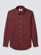 Men's Black, Red & White Pinstriped Regular Fit Formal Shirt | Full & Half Sleeve