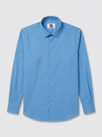 Men’s Cerulean Blue Textured Regular Fit Formal Casual Shirt, Full & Half Sleeve