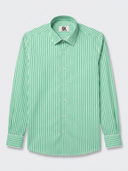 Men's Mint Green & White Vertical Striped Regular Fit Formal Shirt | Full & Half Sleeve