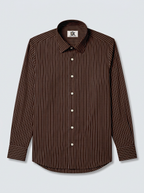 Men's Dark Brown Pinstripe Formal Shirt Regular Fit | Full & Half Sleeve