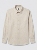 Men’s Natural Oatmeal Beige Textured Regular Fit Formal Casual Shirt, Full & Half Sleeve