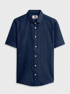 Men's Navy Blue Pinstripe Formal Shirt Regular Fit | Full & Half Sleeve