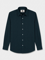 Men’s Deep Teal Blue Textured Regular Fit Formal Casual Shirt, Full & Half Sleeve