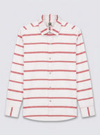 Men's Off White & Coral Red Windowpane Checked Regular Fit Formal Shirt | Full & Half Sleeve