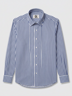 Men’s Royal Blue & White Vertical Stripe Regular Fit Formal Casual Shirt, Full & Half Sleeve