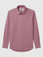 Men's Dusty Rose Pink & White Striped Regular Fit Formal Shirt | Full & Half Sleeve