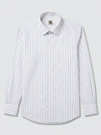 Men's White & Royal Blue Pinstripe Regular Fit Formal Shirt | Full & Half Sleeve