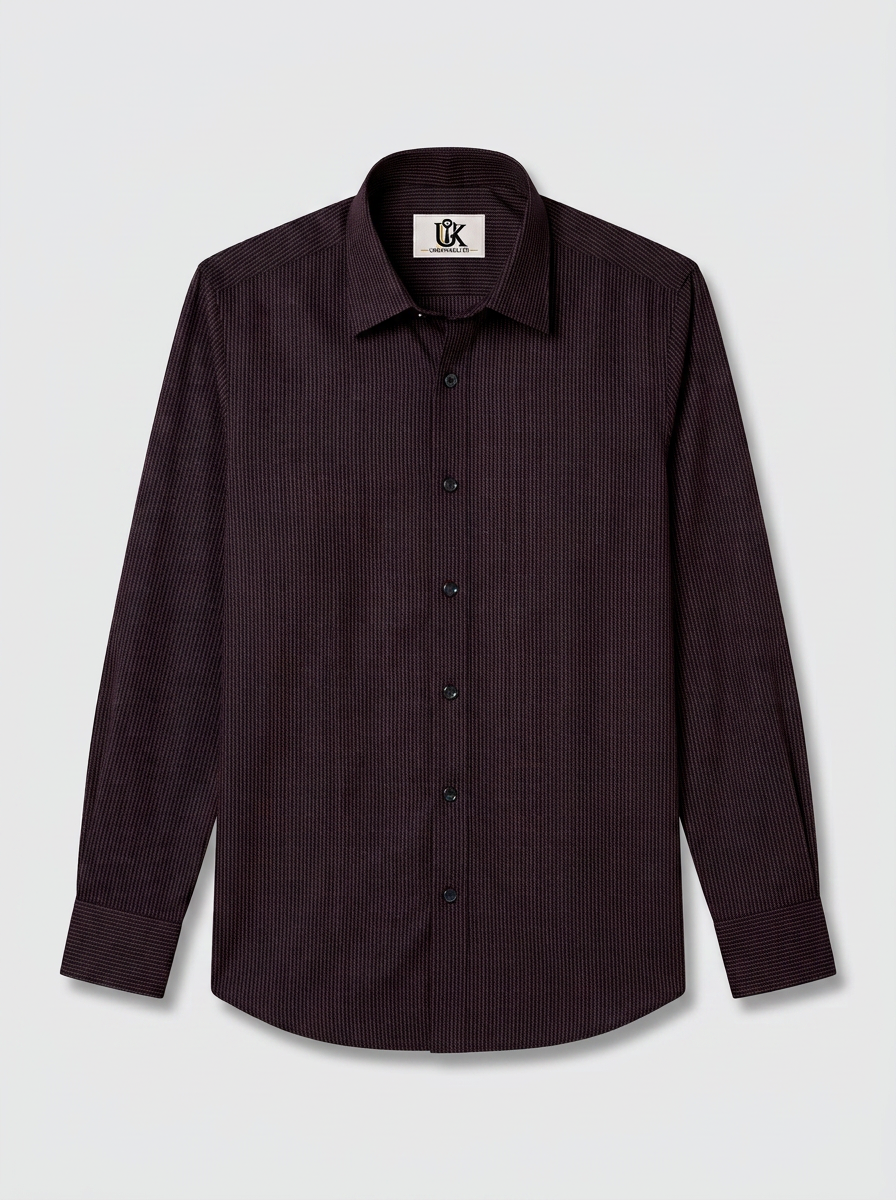 Men's Wine Micro Pinstripe Formal Shirt Regular Fit | Full & Half Sleeve